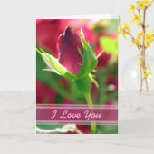 Carte Je t'aime rose rouge (Fleur jaune)