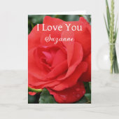 Carte Je t'aime rose rouge personnalisée  (Devant)