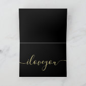 Carte je t'aime Rose Rouge Sur Noir Et Or Monogrammé (Intérieur)