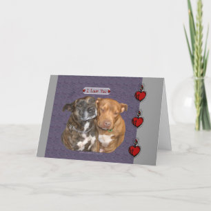 Carte Je t'aime se blottir Staffys