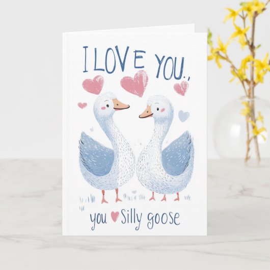 Carte Je t'aime sot Goose Valentines Jour (Fleur jaune)