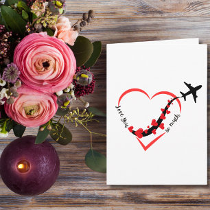 Carte Je t'aime tellement Cœur et Avion Romantique Simpl