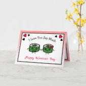 Carte Je t'aime tellement Sushi jeu de mots (Fleur jaune)