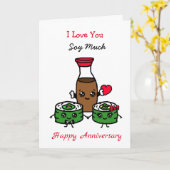 Carte Je t'aime tellement Sushi jeu de mots (Fleur jaune)