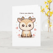 Carte Je t'aime tendrement Doux Puchi Dōshi Cerf Noël (Fleur jaune)