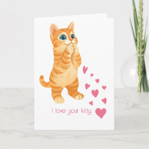 Carte Je t'aime ton chat pour la Saint-Valentin