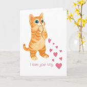 Carte Je t'aime ton chat pour la Saint-Valentin (Fleur jaune)
