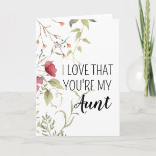 Carte Je t'aime, tu es ma tante Fleur cadeau