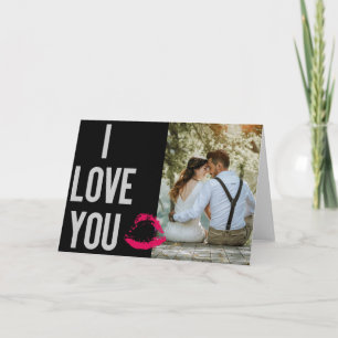 Carte Je t'aime Typographie Lèvres Rose Saint-Valentin P