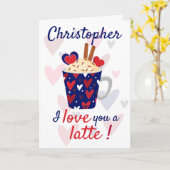 Carte Je T'Aime Un Latte ! Blue Valentines drôle (Fleur jaune)