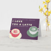 Carte Je t'aime un morceau de café en latte Valentine (Fleur jaune)