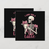 Carte Je t'aime un squelette de jour valentines (Devant / Derrière)