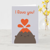 Carte Je T'aime Volcan Kawaii (Fleur jaune)