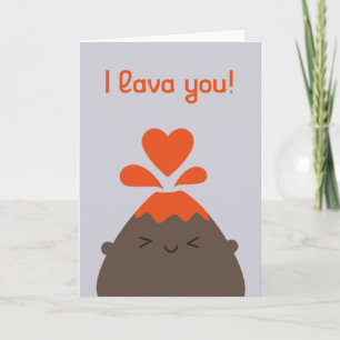 Carte Je T'aime Volcan Kawaii