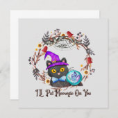 Carte Je te mettrai de la magie - Chat de sorcière noir  (Devant / Derrière)