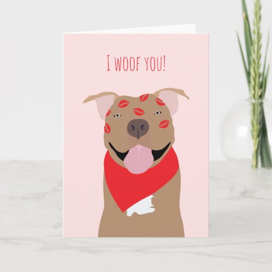 Carte Je Te Wooouffe Bisous de Bouledogue Américain (Devant)