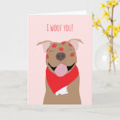 Carte Je Te Wooouffe Bisous de Bouledogue Américain (Fleur jaune)