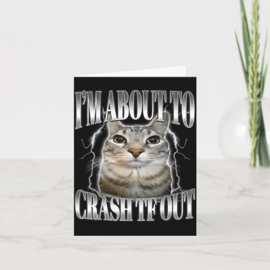 Carte Je vais m'écraser Drôle de chat qui fixe Brainrot (Devant)