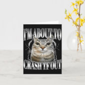 Carte Je vais m'écraser Drôle de chat qui fixe Brainrot (Fleur jaune)