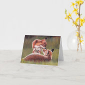 Carte Je vais rester près de vous Fox Animal Art Note Ca (Fleur jaune)