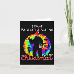 Carte Je Veux Bigfoot & Aliens Pour Noël Sasquatc