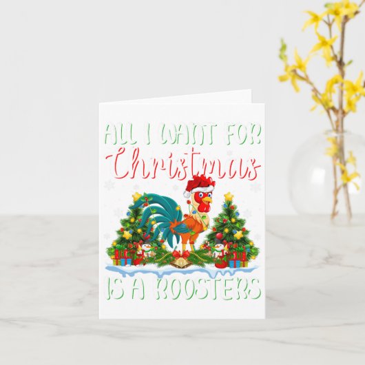 Carte Je Veux Pour Noël Est Un Coq Oiseau Xmas Arbre L (Fleur jaune)