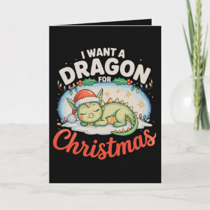 Carte Je veux un dragon pour Noël Santa Lights Xmas