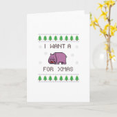 Carte Je veux un hippo pour Noël (Fleur jaune)