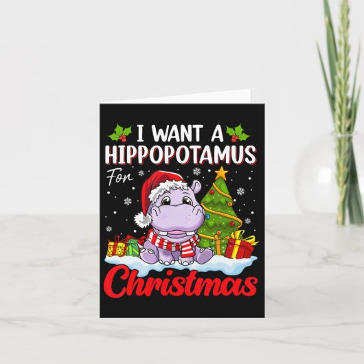 Carte Je Veux Un Hippopotame Pour Le Pajama De Noël Drôl (Devant)