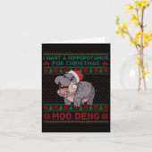 Carte Je Veux Un Hippopotame Pour Noël Moo Deng Ugly (Fleur jaune)
