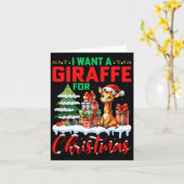 Carte Je Veux Une Giraffe Pour Noël - Giraffe Lover Xma (Fleur jaune)
