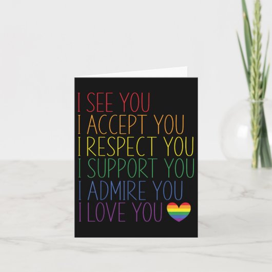 Carte Je Vois Accepter Respect Support Admire Aimer You (Devant)