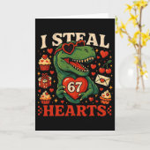 Carte Je vole des cœurs 67 T-rex de la Saint-Valentin dr (Fleur jaune)