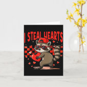 Carte Je vole des cœurs Design Raton laveur Saint-Valent (Fleur jaune)