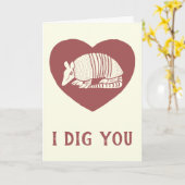 Carte Je vous ai creusé mignonne Armadillo Saint-Valenti (Fleur jaune)