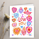 Carte JE VOUS AIME Joyeux Coeurs Whimsical De Saint Vale