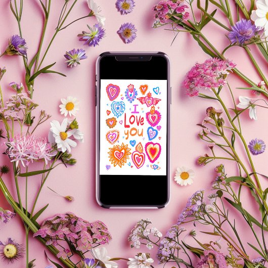 Carte JE VOUS AIME Joyeux Coeurs Whimsical De Saint Vale