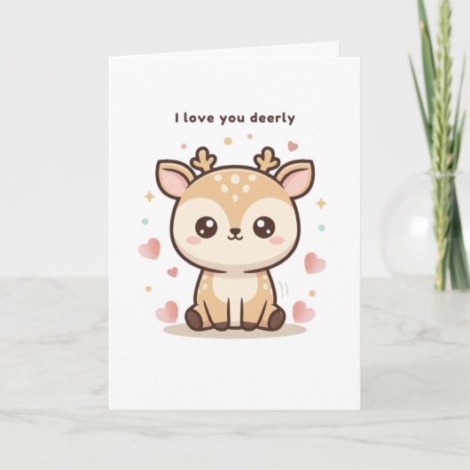 Carte Je Vous Aime Tendrement Cute Puchi Dōshi Deer Noël (Devant)