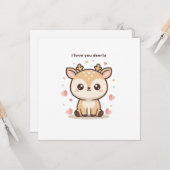 Carte Je Vous Aime Tendrement Mignon Puchi Dōshi Cerf No (Devant/Arrière en situation)