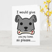 Carte Je Vous Donnerais Mon Os, Chiot de la Saint Valent (Fleur jaune)