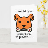 Carte Je Vous Donnerais Mon Os, Chiot de la Saint Valent (Fleur jaune)