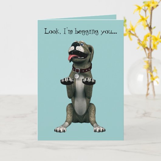 Carte Je vous en supplie ! - Excusez/mignon chien (Fleur jaune)