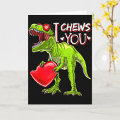 Carte Je vous mâche la Saint-Valentin T Rex Dinosaure Ch (Fleur jaune)