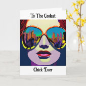 Carte Je Vous Manque | Femme dans les lunettes de soleil (Fleur jaune)