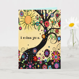Carte Je Vous Manque Whimsical Colorful Arbre