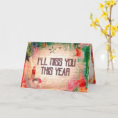 Carte Je vous manquerai cette année Grunge Style Noël (Fleur jaune)