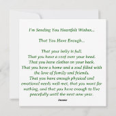 Carte "Je vous souhaite assez" (Dos)