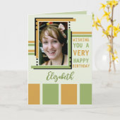 Carte Je vous souhaite bonne photo d'anniversaire or ver (Fleur jaune)