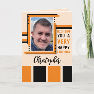 Carte Je vous souhaite bonne photo d'anniversaire orange
