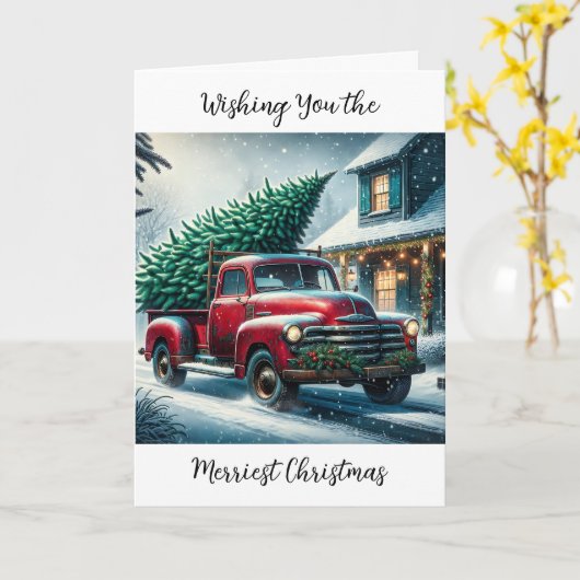 Carte Je vous souhaite le plus joyeux Noël | Camion vint (Fleur jaune)